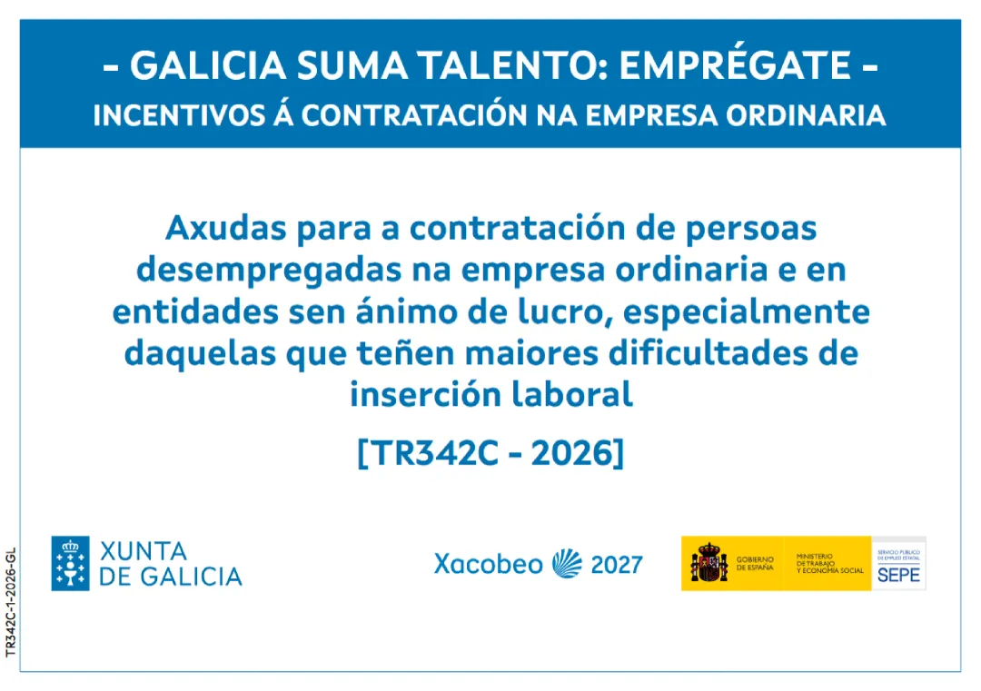 Banner Galicia Suma Talento: Emprégate - Incentivos á contratación na empresa ordinaria